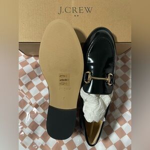 J. Crew Black Loafers with Gold Buckle